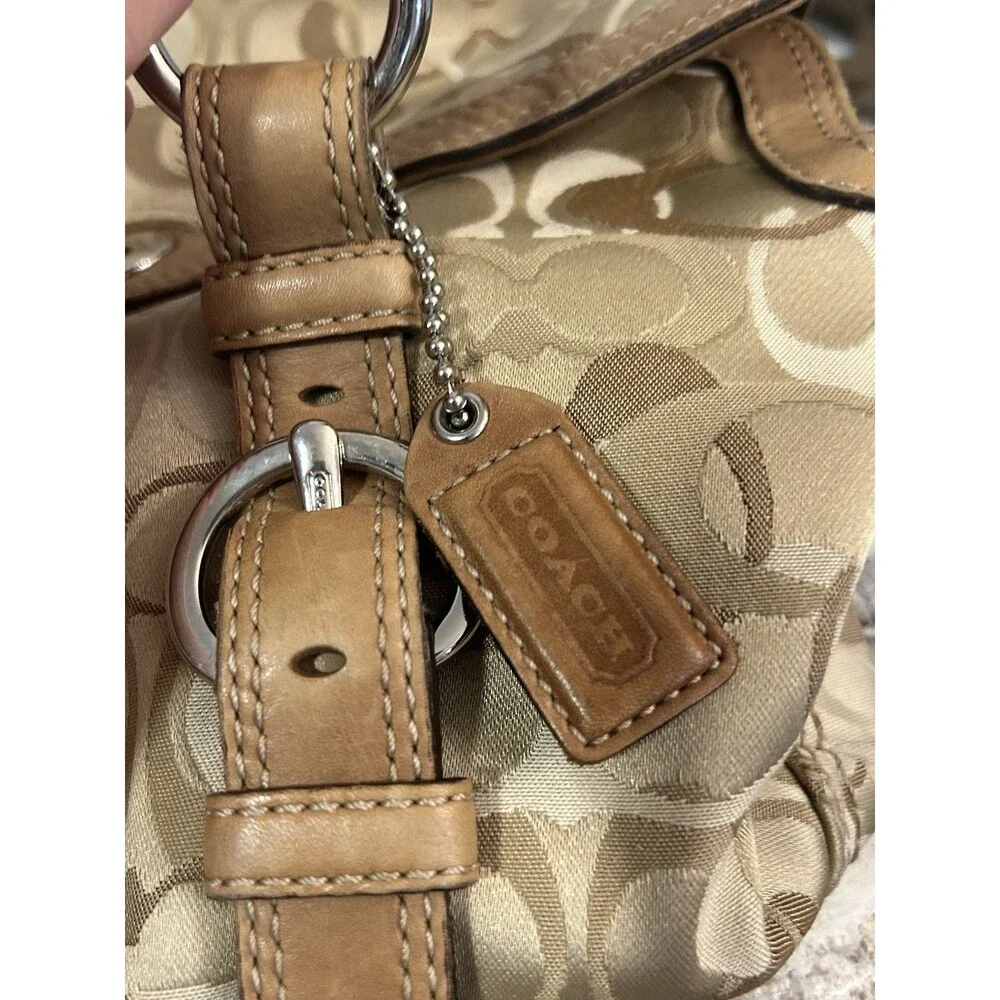 Y2K Coach Chelsea Optic Signature Turn Lock Satchel 10995 Tan Braided Handles